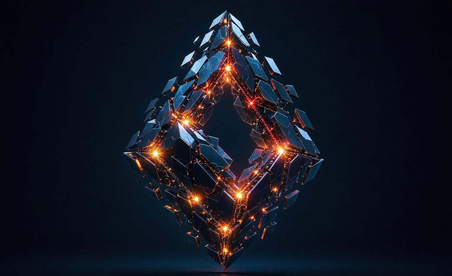 Countless tiny particles fusing into one solid block of light